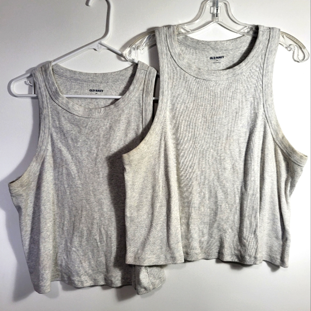 Set of 2 Old Navy rib knit sleeveless crew neck tee women's 2X #2438
